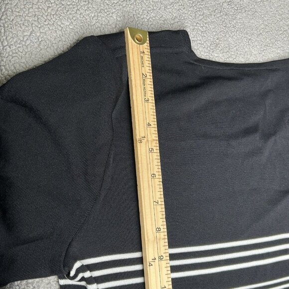 Vintage Exclusively Misook Top Large Acrylic Knit Black White Stripe Liquid Knit - Picture 10 of 11
